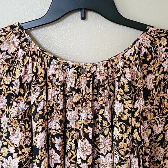 Billabong Gypset Oversized Floral Peasant Mini Dress Beach Boho Coastal - Size S - Picture 6 of 9